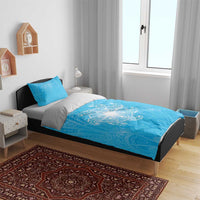 New Zealand Matariki Waiti Bedding Set Maori Moko Cyan Galaxy LT05 - Polynesian Pride
