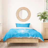 New Zealand Matariki Waiti Bedding Set Maori Moko Cyan Galaxy LT05 - Polynesian Pride