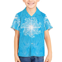 New Zealand Matariki Waiti Family Matching Off Shoulder Maxi Dress and Hawaiian Shirt Maori Moko Cyan Galaxy