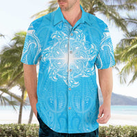 New Zealand Matariki Waiti Hawaiian Shirt Maori Moko Cyan Galaxy
