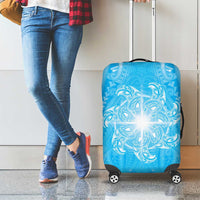 New Zealand Matariki Waiti Luggage Cover Maori Moko Cyan Galaxy