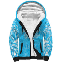 New Zealand Matariki Waiti Sherpa Hoodie Maori Moko Cyan Galaxy LT05 Unisex Cyan - Polynesian Pride