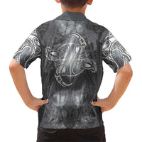 New Zealand Matariki Ururangi Family Matching Long Sleeve Bodycon Dress and Hawaiian Shirt Maori Moko Grey Galaxy LT05 - Polynesian Pride