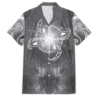 New Zealand Matariki Ururangi Family Matching Tank Maxi Dress and Hawaiian Shirt Maori Moko Grey Galaxy LT05 Dad's Shirt - Short Sleeve Grey - Polynesian Pride