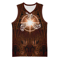 New Zealand Matariki Tupuanuku Basketball Jersey Maori Moko Brown Galaxy