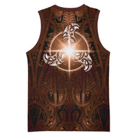 New Zealand Matariki Tupuanuku Basketball Jersey Maori Moko Brown Galaxy
