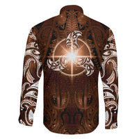 New Zealand Matariki Tupuanuku Family Matching Off Shoulder Short Dress and Hawaiian Shirt Maori Moko Brown Galaxy