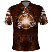 New Zealand Matariki Tupuanuku Polo Shirt Maori Moko Brown Galaxy