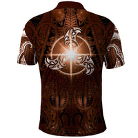 New Zealand Matariki Tupuanuku Polo Shirt Maori Moko Brown Galaxy