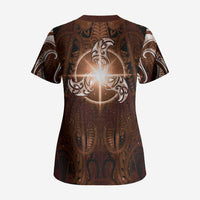 New Zealand Matariki Tupuanuku Scrub Top Maori Moko Brown Galaxy LT05 - Polynesian Pride