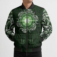New Zealand Matariki Tupuarangi Bomber Puffer Jacket Maori Moko Green Galaxy LT05 - Polynesian Pride