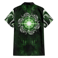 New Zealand Matariki Tupuarangi Family Matching Tank Maxi Dress and Hawaiian Shirt Maori Moko Green Galaxy