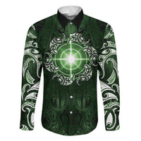 New Zealand Matariki Tupuarangi Family Matching Tank Maxi Dress and Hawaiian Shirt Maori Moko Green Galaxy