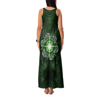 New Zealand Matariki Tupuarangi Family Matching Tank Maxi Dress and Hawaiian Shirt Maori Moko Green Galaxy