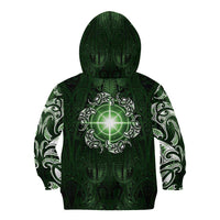 New Zealand Matariki Tupuarangi Kid Hoodie Maori Moko Green Galaxy