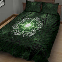 New Zealand Matariki Tupuarangi Quilt Bed Set Maori Moko Green Galaxy