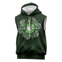 New Zealand Matariki Tupuarangi Sleeveless Hoodie Maori Moko Green Galaxy