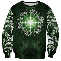 New Zealand Matariki Tupuarangi Sweatshirt Maori Moko Green Galaxy LT05 Unisex Green - Polynesian Pride