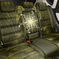 New Zealand Matariki Hiwaiterangi Back Car Seat Cover Maori Moko Yellow Galaxy