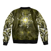 New Zealand Matariki Hiwaiterangi Bomber Jacket Maori Moko Yellow Galaxy LT05 - Polynesian Pride