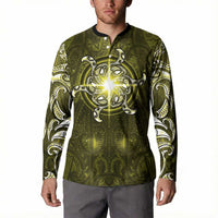 New Zealand Matariki Hiwaiterangi Button Sweatshirt Maori Moko Yellow Galaxy LT05 - Polynesian Pride