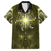 New Zealand Matariki Hiwaiterangi Family Matching Mermaid Dress and Hawaiian Shirt Maori Moko Yellow Galaxy LT05 Dad's Shirt - Short Sleeve Yellow - Polynesian Pride