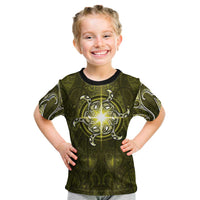 New Zealand Matariki Hiwaiterangi Kid T Shirt Maori Moko Yellow Galaxy