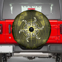 New Zealand Matariki Hiwaiterangi Spare Tire Cover Maori Moko Yellow Galaxy