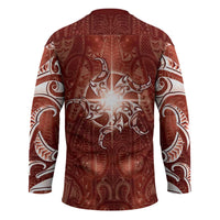 New Zealand Matariki Pohutukawa Hockey Jersey Maori Moko Red Galaxy
