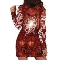 New Zealand Matariki Pohutukawa Hoodie Dress Maori Moko Red Galaxy