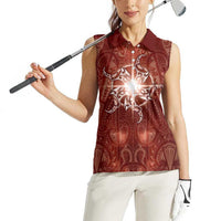 New Zealand Matariki Pohutukawa Women Sleeveless Polo Shirt Maori Moko Red Galaxy