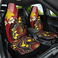 Papua New Guinea And Australia Aboriginal Car Seat Cover Bird Of Paradise And Kangaroo Together