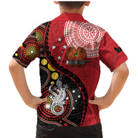 Papua New Guinea And Australia Aboriginal Family Matching Mermaid Dress and Hawaiian Shirt Bird Of Paradise And Kangaroo Together