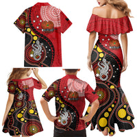 Papua New Guinea And Australia Aboriginal Family Matching Mermaid Dress and Hawaiian Shirt Bird Of Paradise And Kangaroo Together