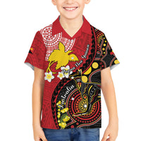 Papua New Guinea And Australia Aboriginal Family Matching Puletasi and Hawaiian Shirt Bird Of Paradise And Kangaroo Together