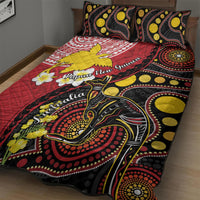 Papua New Guinea And Australia Aboriginal Quilt Bed Set Bird Of Paradise And Kangaroo Together