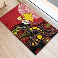 Papua New Guinea And Australia Aboriginal Rubber Doormat Bird Of Paradise And Kangaroo Together LT05 - Polynesian Pride