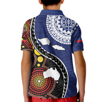 Samoa And Australia Together Kid Polo Shirt Aboriginal Mix Polynesian