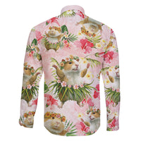 Hawaii Guinea Hula Pig Family Matching Off The Shoulder Long Sleeve Dress and Hawaiian Shirt Funny Tropical Style