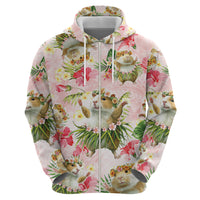 Hawaii Guinea Hula Pig Zip Hoodie Funny Tropical Style
