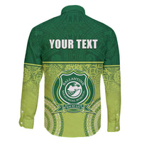 Personalised Ballantine Memorial School Family Matching Off The Shoulder Long Sleeve Dress and Hawaiian Shirt With Fijian Tapa Pattern