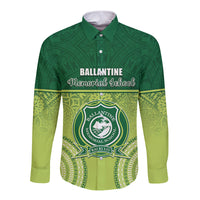 Personalised Ballantine Memorial School Long Sleeve Button Shirt With Fijian Tapa Pattern