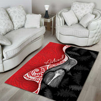 New Zealand Aotearoa Area Rug Kiwi Fern Maori Pattern Red Version