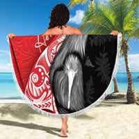 New Zealand Aotearoa Beach Blanket Kiwi Fern Maori Pattern Red Version