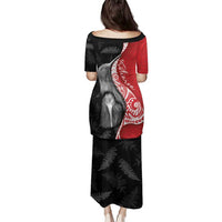 New Zealand Aotearoa Family Matching Puletasi and Hawaiian Shirt Kiwi Fern Maori Pattern Red Version