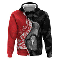 New Zealand Aotearoa Hoodie Kiwi Fern Maori Pattern Red Version