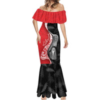 New Zealand Aotearoa Mermaid Dress Kiwi Fern Maori Pattern Red Version
