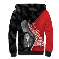 New Zealand Aotearoa Sherpa Hoodie Kiwi Fern Maori Pattern Red Version