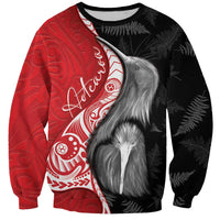 New Zealand Aotearoa Sweatshirt Kiwi Fern Maori Pattern Red Version