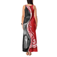 New Zealand Aotearoa Tank Maxi Dress Kiwi Fern Maori Pattern Red Version